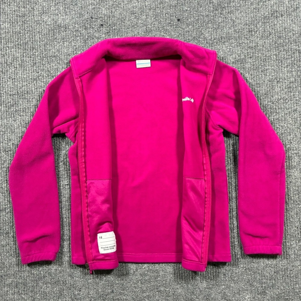 Columbia Girls Kids Fleece‎ Jacket Size L 14/16 Pink Mock Neck Full Zip Spring